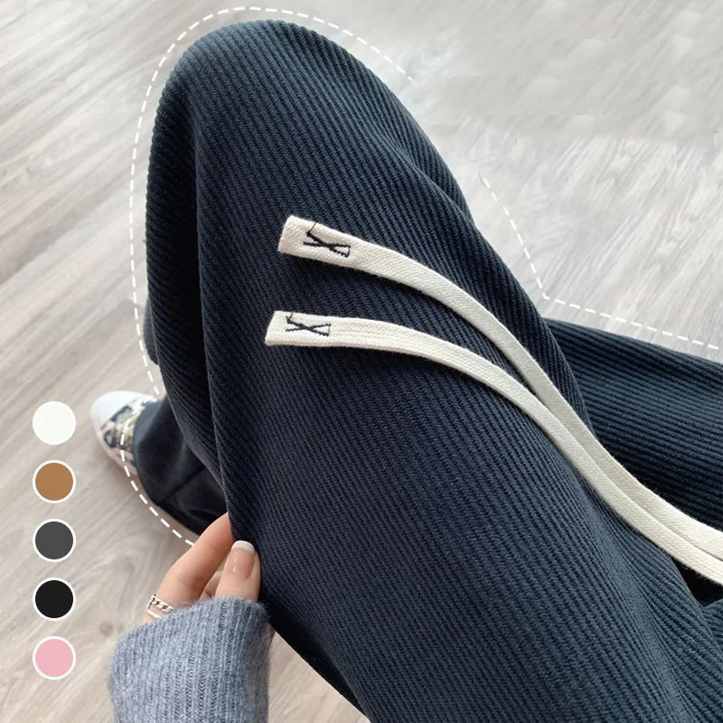 Winter Women Fleece Wide Leg Long Pants Thicken Warm Winter Stright Long Elastic Waist Trousers Casual Loose Female Botton Pants - Image 8