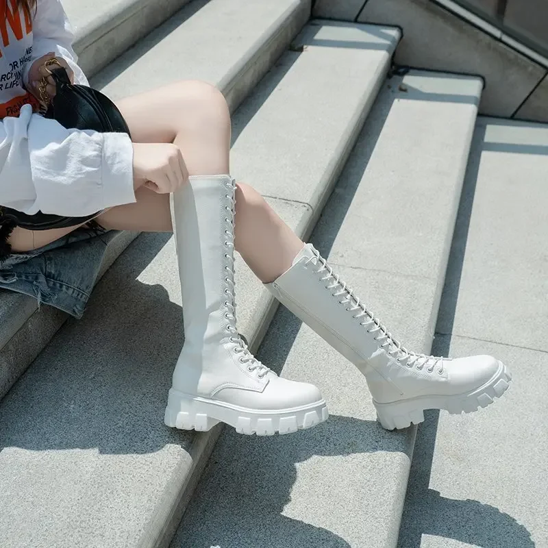 Winter women zipper new long boot Fashion lace up non slip shoes Casual Thick soled trend Boots comfortable ladies shoe Botas - Image 3