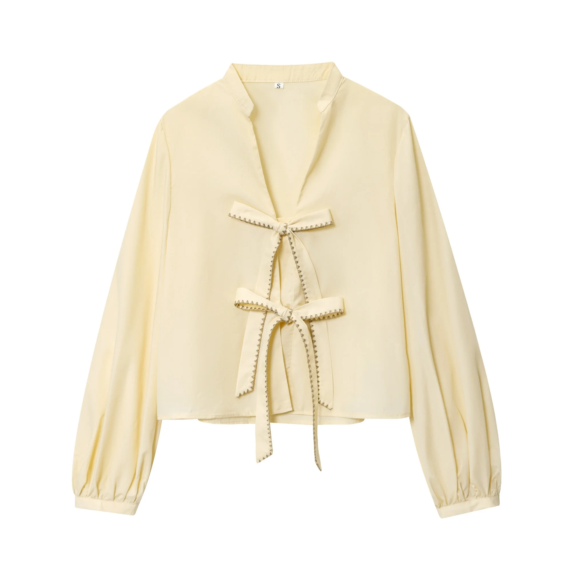 Women Butterfly Lace-Up Blouses 2025 Spring And Autumn New Women's Bow Shirt Woman Long Sleeve Blouse French Sweetness Blouses - Image 2