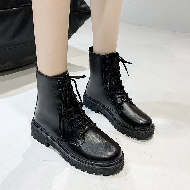 New Style Round Toe Square Heel Cross Strap Fashionable Women's Shoes Casual and Comfortable Plus Velvet Warm Short Boots - Image 6