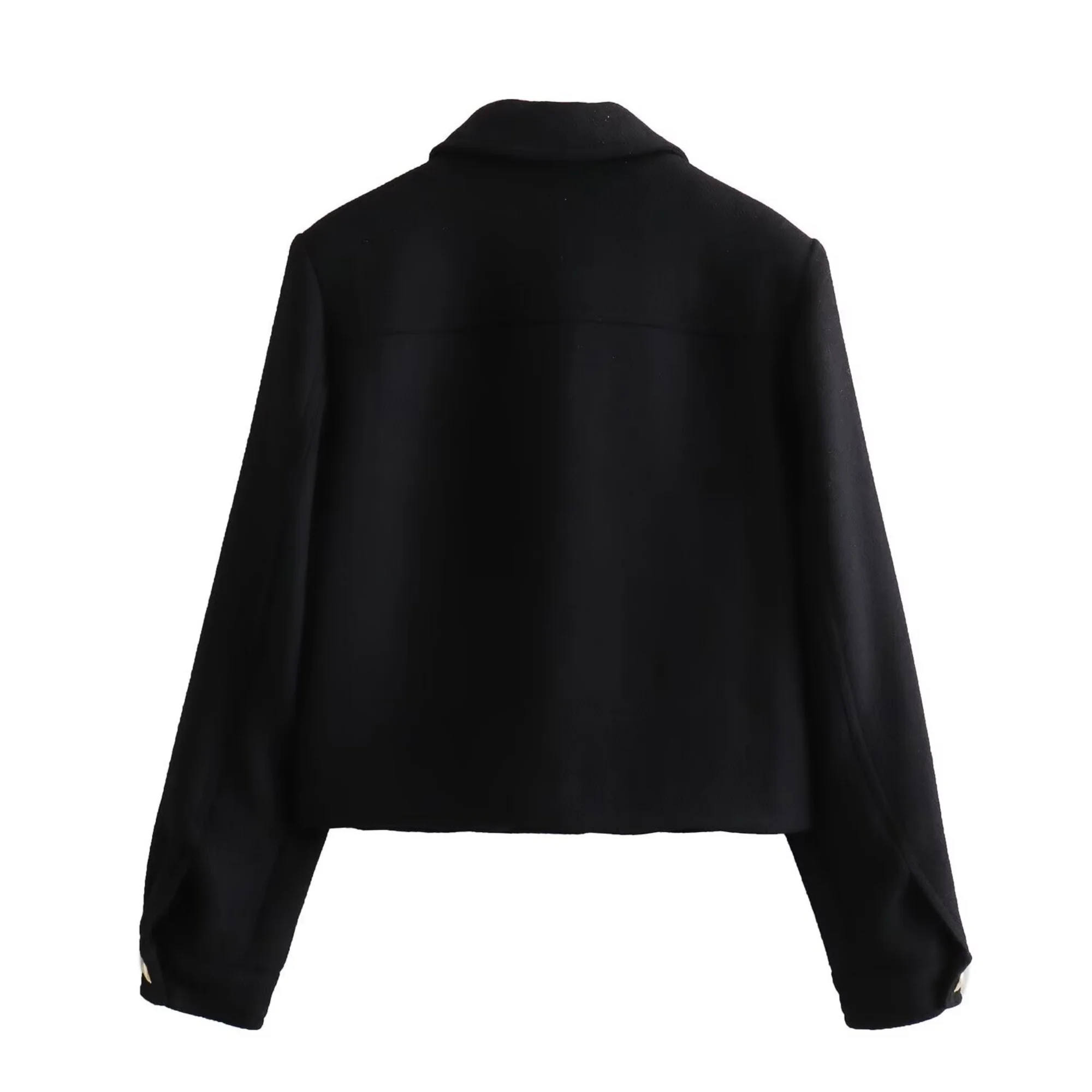 2025 Autumn New Women Fashion Collection Jacket Single Row Metal Button Outerwear Turndown Collar Jacket Short Coat - Image 6