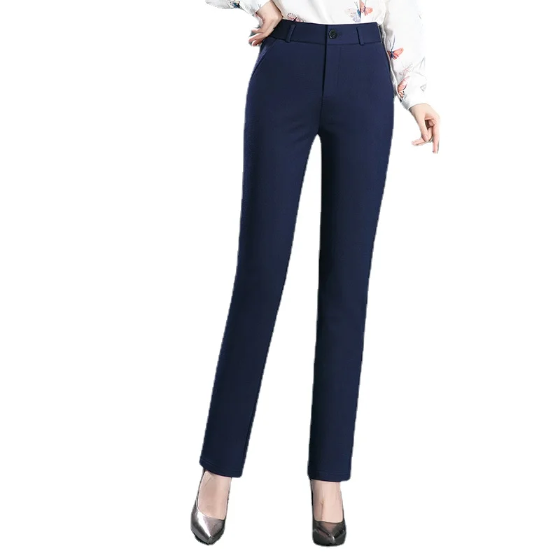 Stretch High Waist Trousers Women's Fashion Casual Pants Black Khaki Navy Blue Slacks Women Pantalones - Image 6