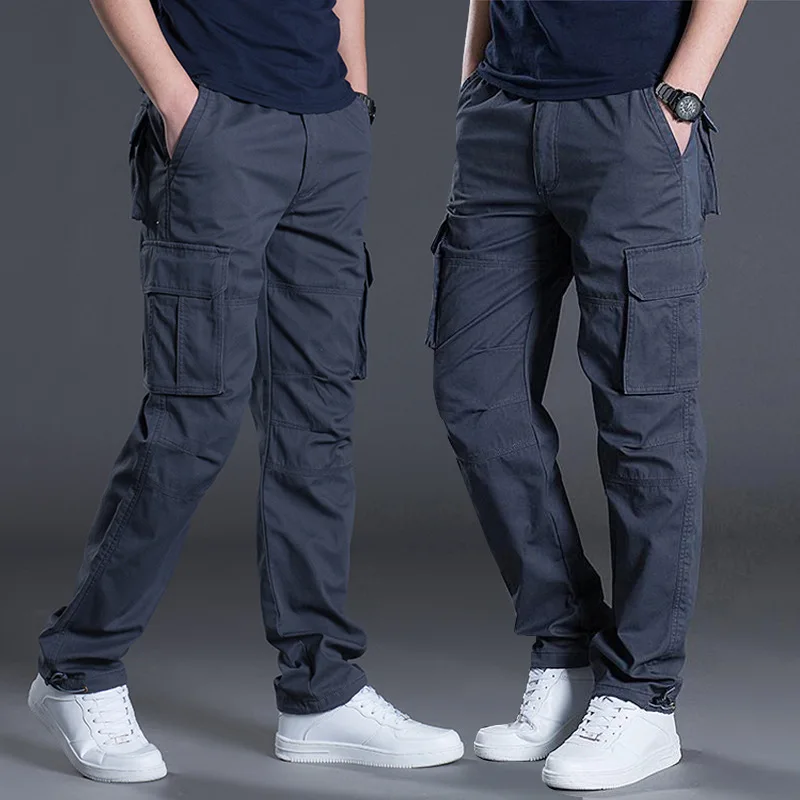 2025 Cotton Multi Flap Pockets Men's Straight Leg Cargo Pants Loose Casual Outdoor Pants Men's Work Pants For Hiking Tactical - Image 6