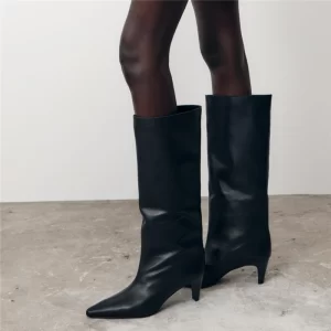 MORAZORA Size 34-43 Cow Suede Leather Knee High Boots Women Autumn Winter High Heels Fashion Boots Pointed Toe Ladies Shoes