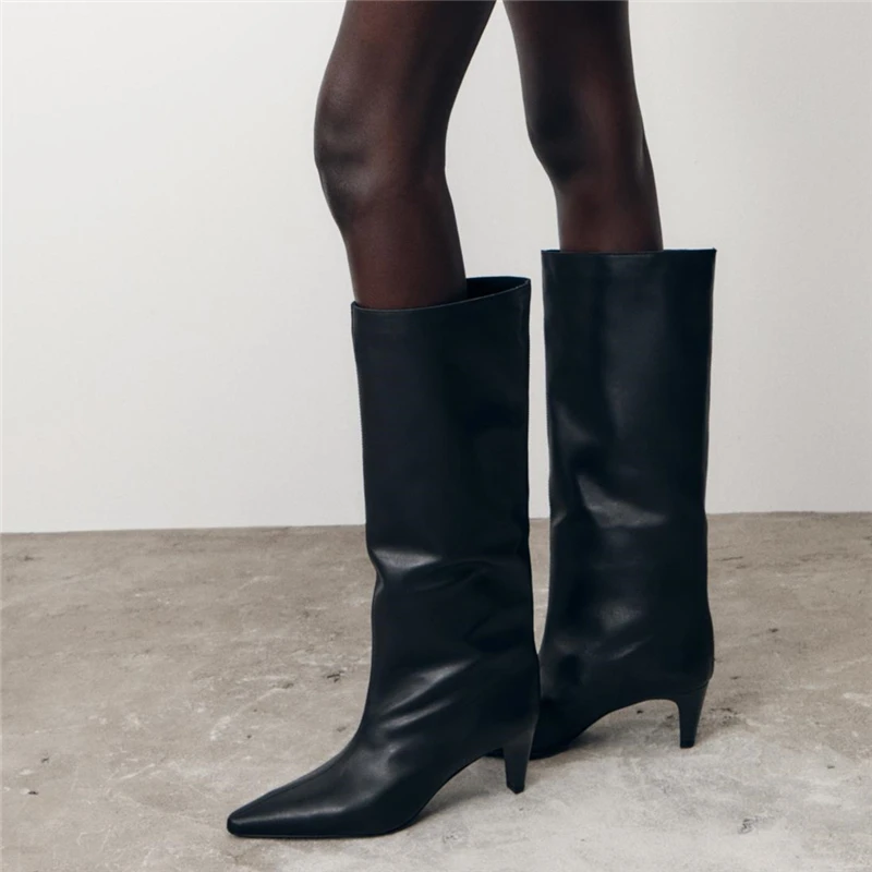 MORAZORA Size 34-43 Cow Suede Leather Knee High Boots Women Autumn Winter High Heels Fashion Boots Pointed Toe Ladies Shoes