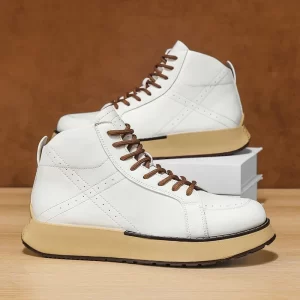 Autumn and Winter New Trendy High Top Men's Shoes Fashion Versatile Skateboarding Shoes Waterproof and Oil Resistant Work Shoes