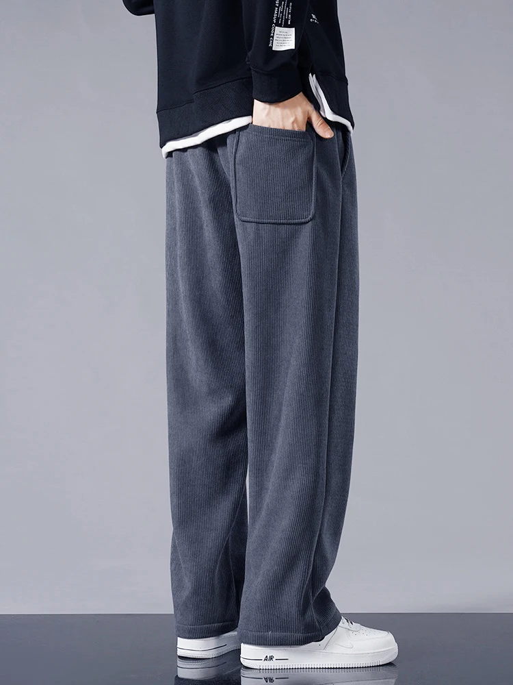 Winter Thick Warm Corduroy Sweatpants Men Fleece Liner Drawstring Straight Loose Track Pants Male Casual Fleece Thermal Trousers - Image 6