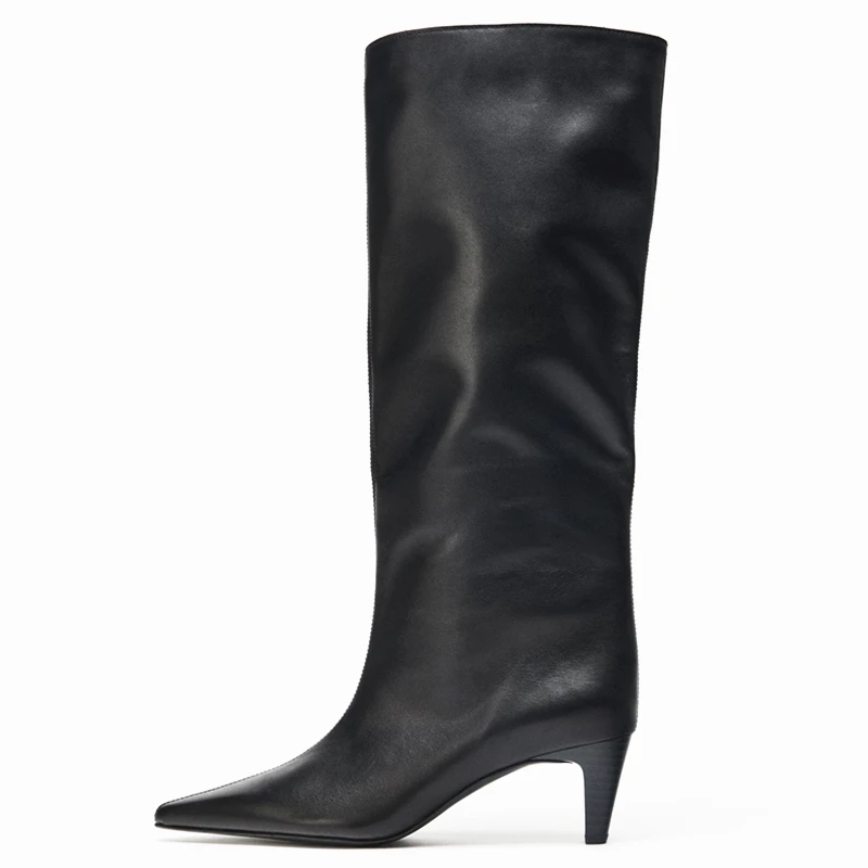 MORAZORA Size 34-43 Cow Suede Leather Knee High Boots Women Autumn Winter High Heels Fashion Boots Pointed Toe Ladies Shoes - Image 2