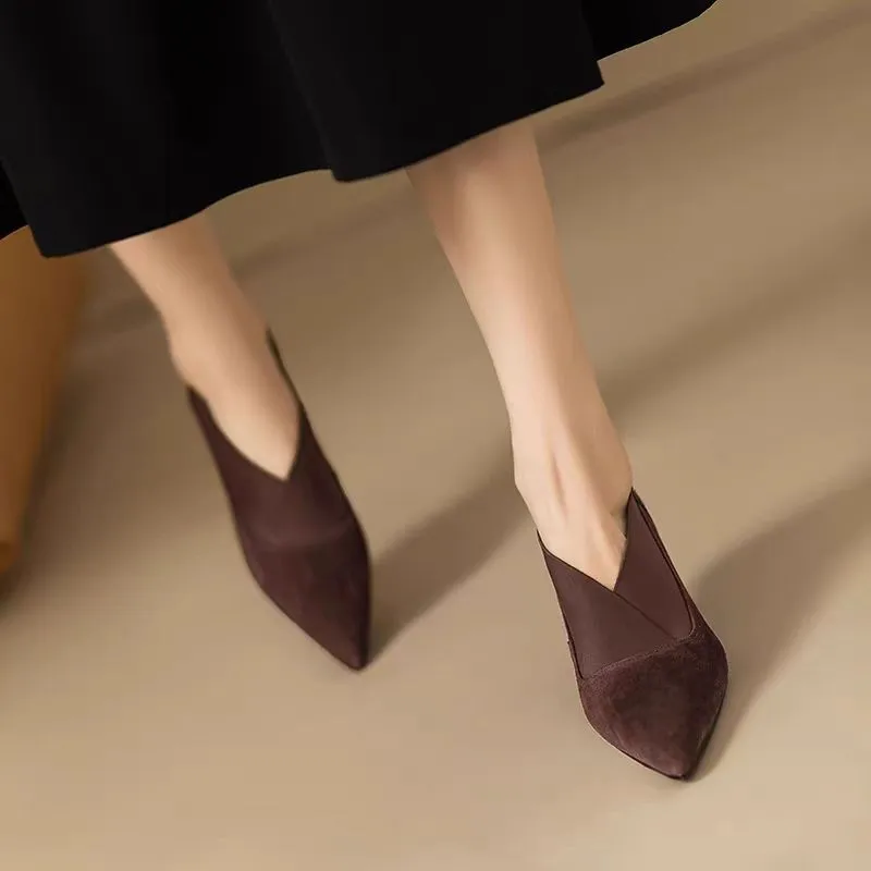 Spring/ Autumn New Comfortable Stiletto Women's Shoes Suede Party Women's Shoes Fashion Pointed Toe High Heels Zapatos De Mujer - Image 2