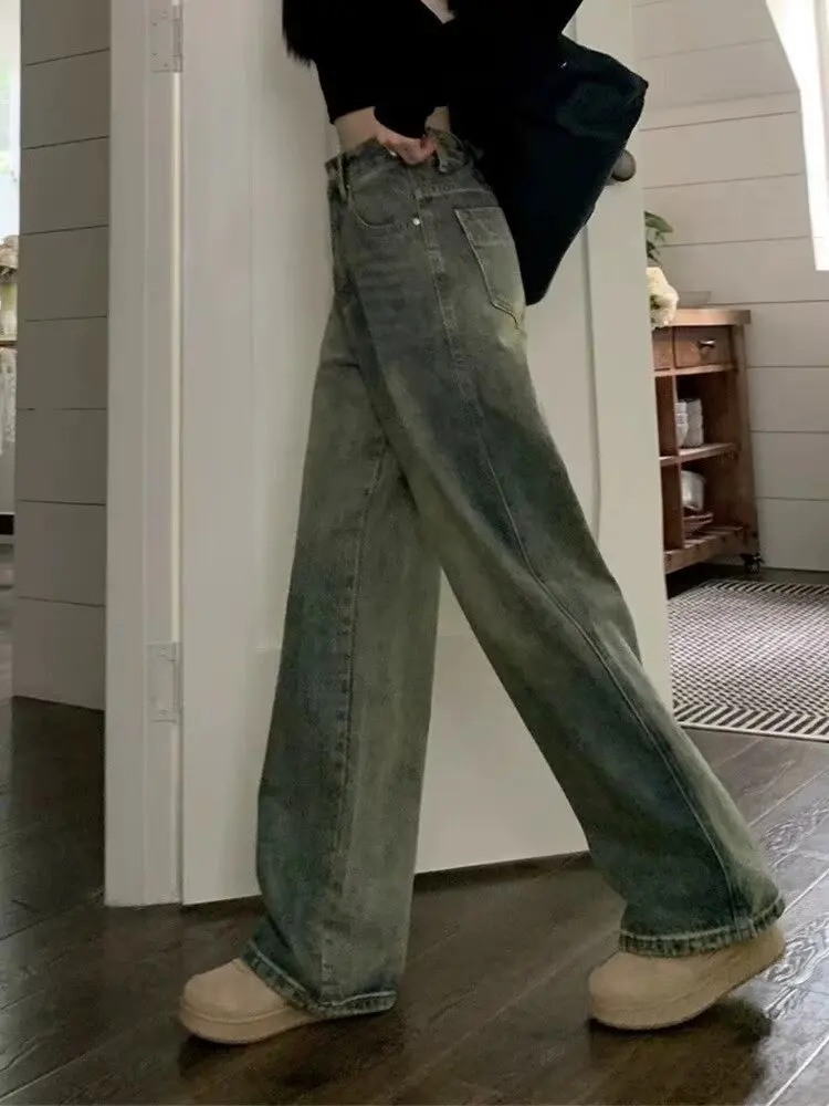 Vintage High-waisted Slimming Jeans American Style Casual Bell Bottoms Versatile Straight-leg Long Pants For Women - Image 6
