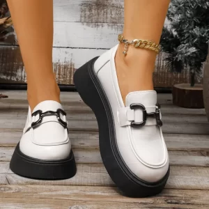 Spring and Autumn Shallow Mouth Solid Color High Heels Thick Soled Shoes Fashionable New Comfortable Casual Women's Shoes