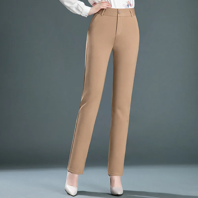 Stretch High Waist Trousers Women's Fashion Casual Pants Black Khaki Navy Blue Slacks Women Pantalones - Image 4