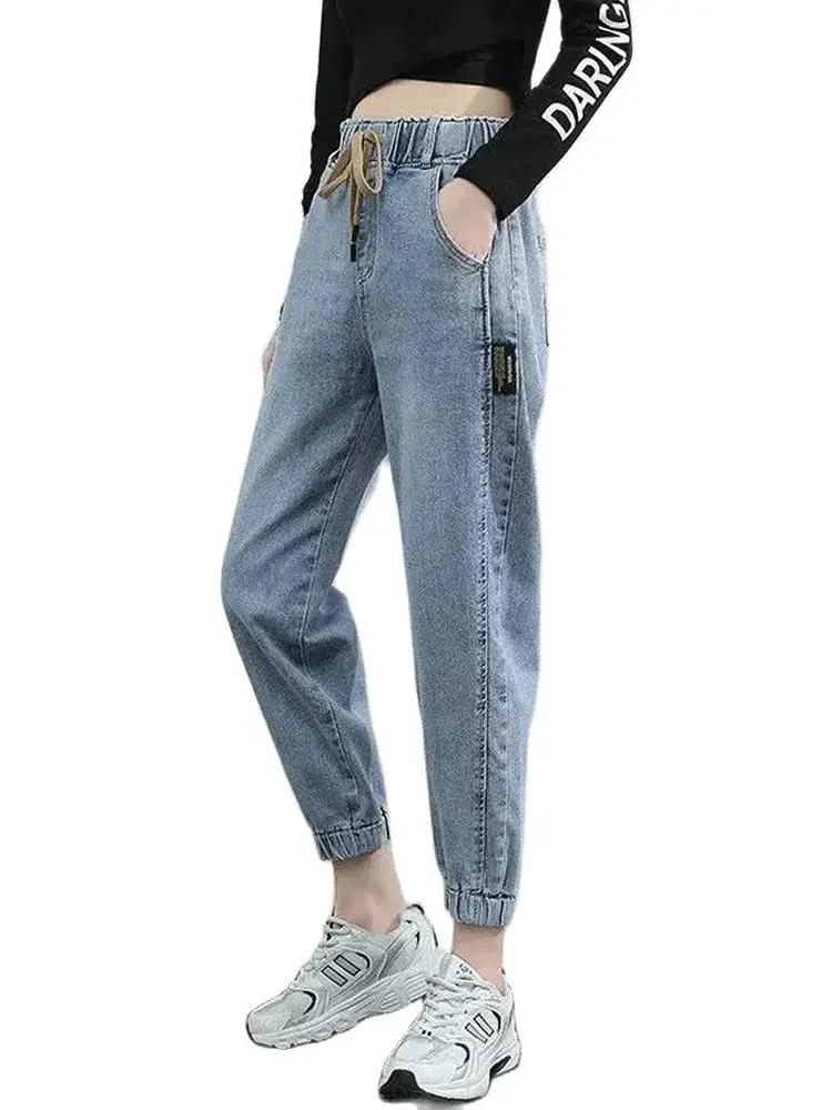 Cargo Jeans Women 2024 Spring and Autumn Korean Version of High Waist Pants Loose Slimming Straight Leg Bundle Haren Pants Tide - Image 3