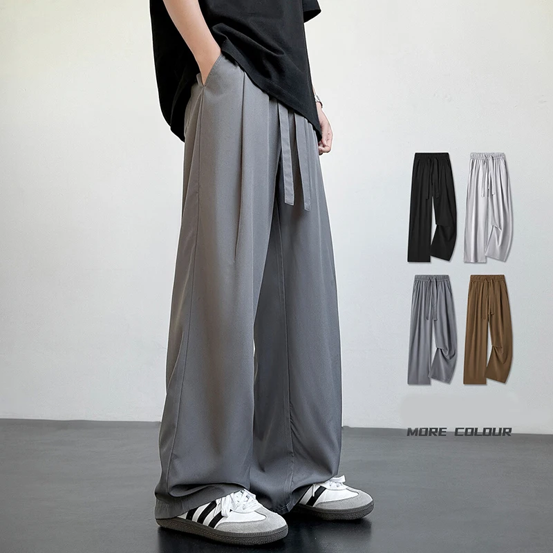 Men's Casual Straight Long Loose Pants Stretch Elastic Waist Jogger Korean Classic Blue Black Gray Male Brand Trousers Plus Size - Image 5