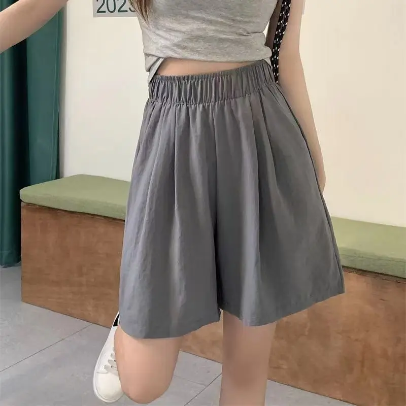 Women Solid Shorts With Pockets 2024 Elastic Waist Loose Style Summer Shorts for Female Girls Beach Holidays Bottom Shorts - Image 5