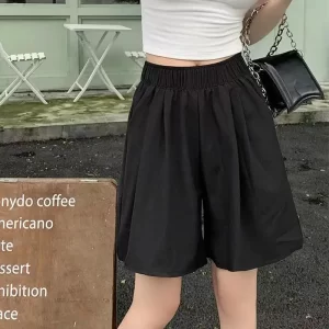 Women Solid Shorts With Pockets 2024 Elastic Waist Loose Style Summer Shorts for Female Girls Beach Holidays Bottom Shorts