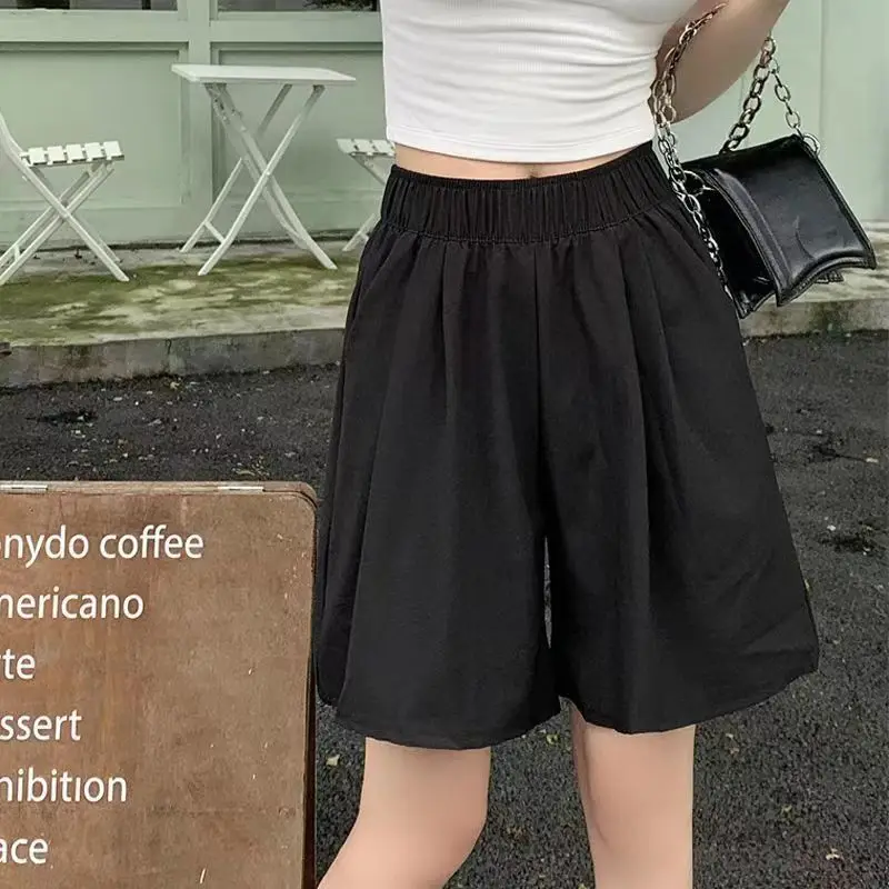 Women Solid Shorts With Pockets 2024 Elastic Waist Loose Style Summer Shorts for Female Girls Beach Holidays Bottom Shorts